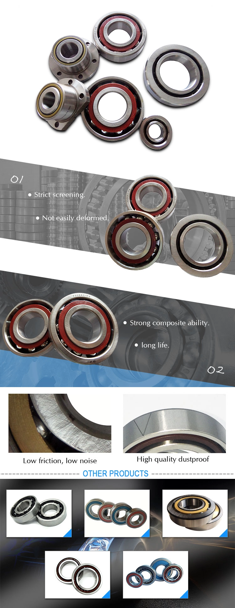 Waxing angular contact ball bearing catalogue low friction from best factory-2